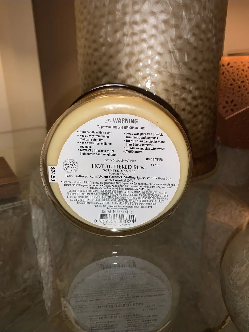 Bath & Body Works Hot Buttered Rum Candle 3-wick